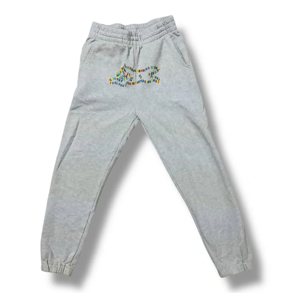 🔥 Ice Cream Kids Jogger Sweatpants 👟 Size 7/8 Gray w/ Multicolor Dog Logo‎